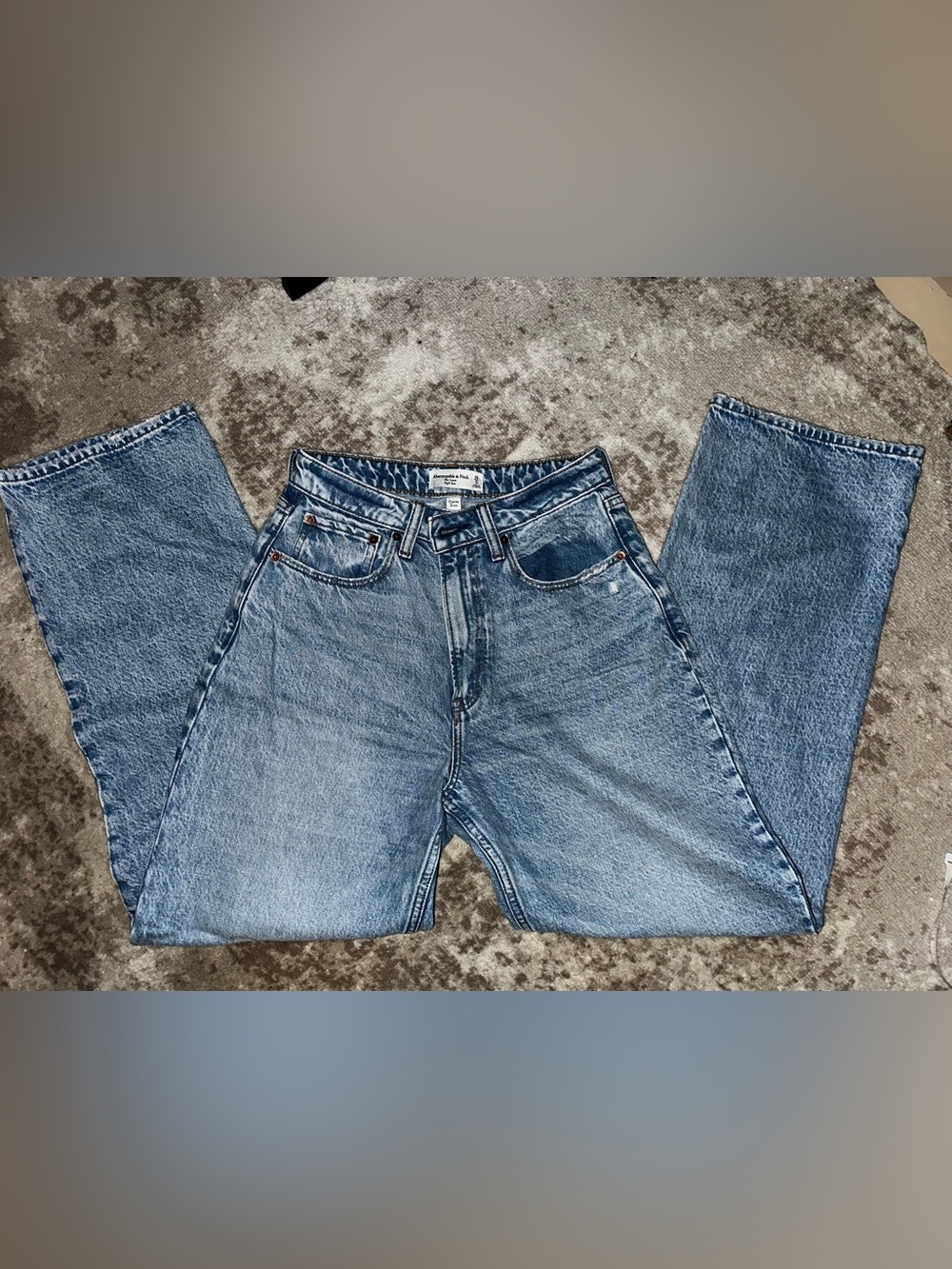 Abercrombie & Fitch Light Blue The Loose High Rise Wide Leg Jeans curve love